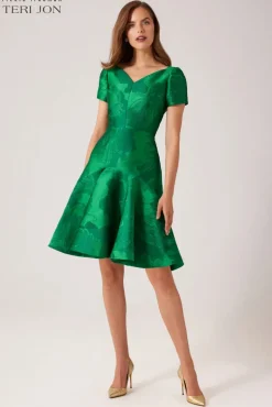 Mikado Short Sleeve Flounce Skirt Dress