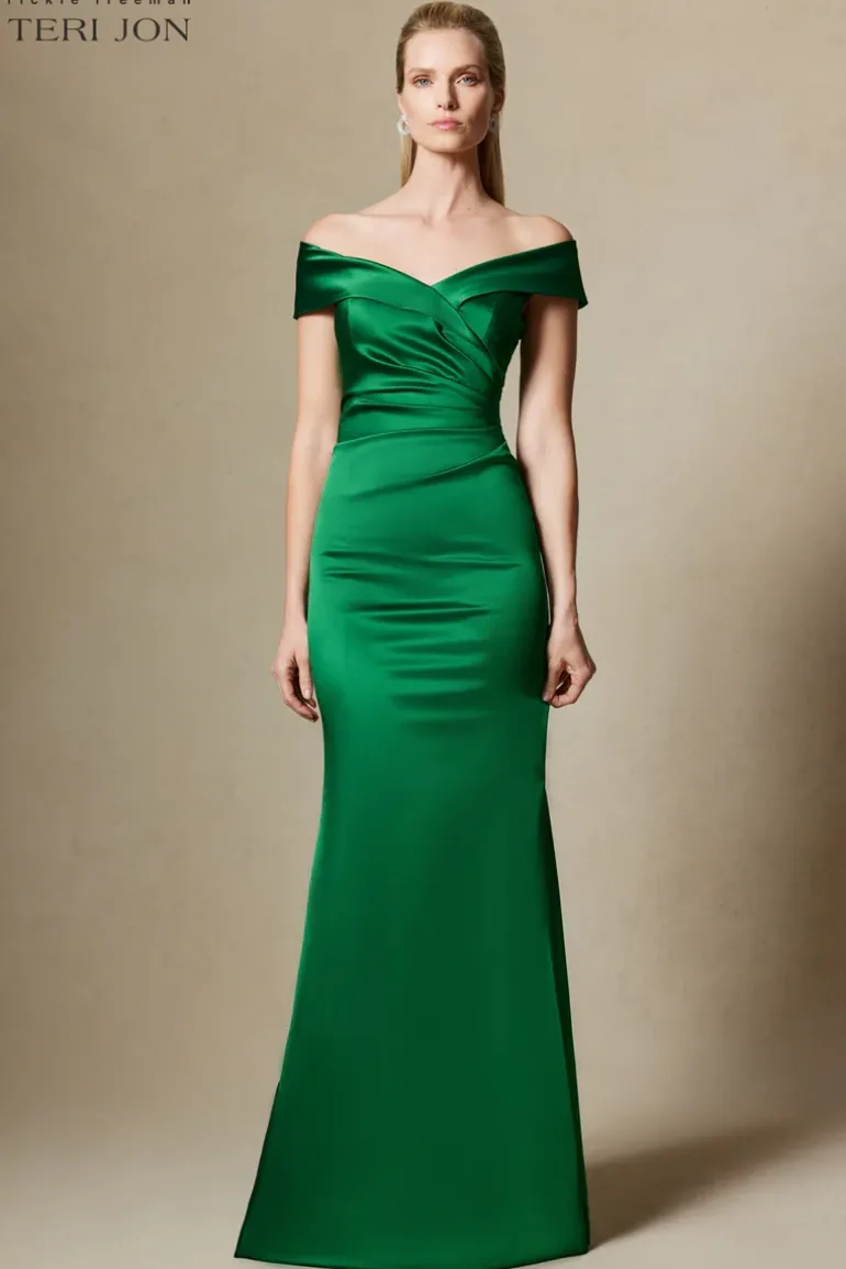 Off Shoulder Portrait Stretch Evening Gown