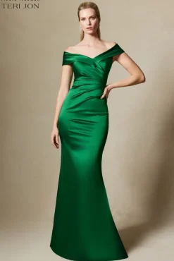 Off Shoulder Portrait Stretch Evening Gown