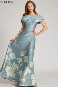 Off The Shoulder Floral Border Gown