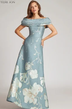 Off The Shoulder Floral Border Gown