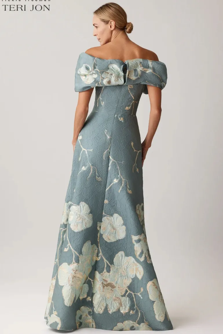 Off The Shoulder Floral Border Gown