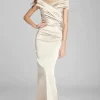 Off The Shoulder Stretch Satin Gown