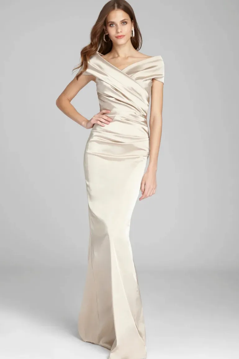 Off The Shoulder Stretch Satin Gown