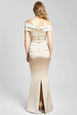 Off The Shoulder Stretch Satin Gown