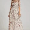 Overlay Gown With 3D Embroidered Florals