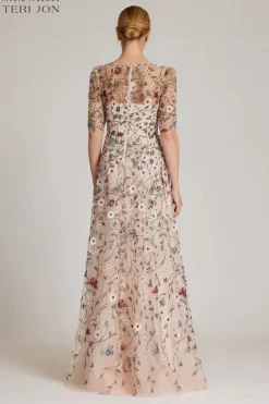Overlay Gown With 3D Embroidered Florals