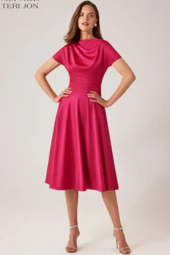Pebble Satin Asymmetrical Skirt Dress