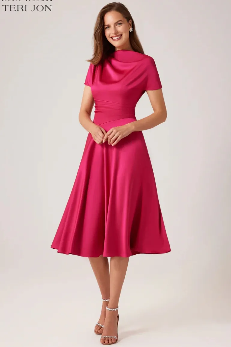 Pebble Satin Asymmetrical Skirt Dress