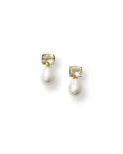 Prasiolite Pearl Drop Earrings