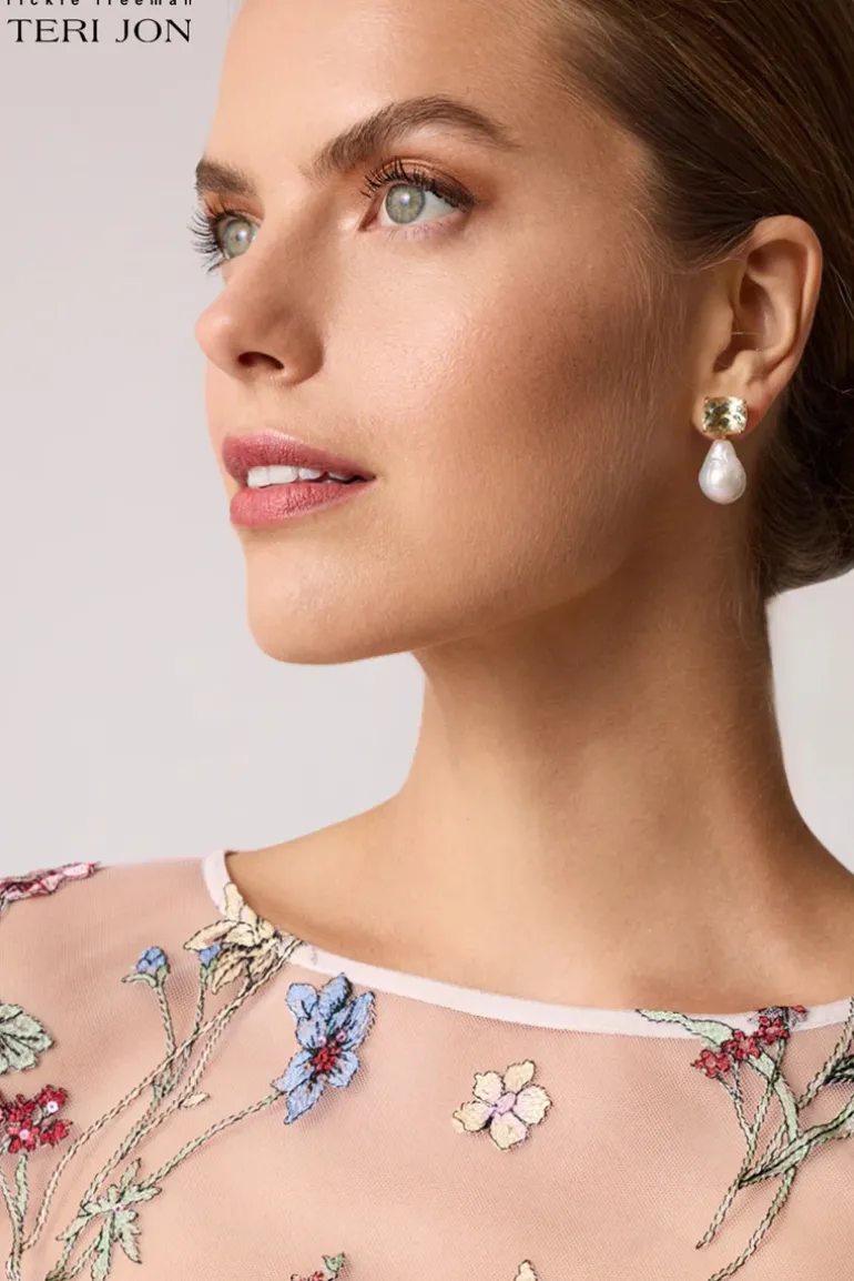 Prasiolite Pearl Drop Earrings
