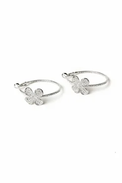 Rhinestone Flower Hoop Earrings