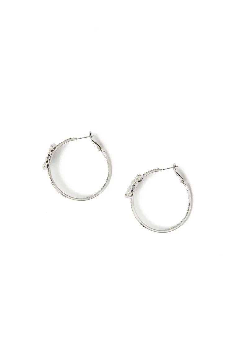 Rhinestone Flower Hoop Earrings