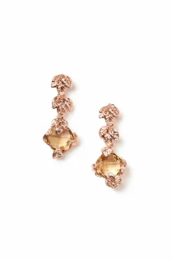 Rose Gold-Plated Drop Earrings with Topaz Crystal