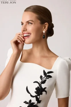 Scallop Stretch Crepe Gown