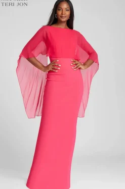 Scuba Gown with Chiffon Cape