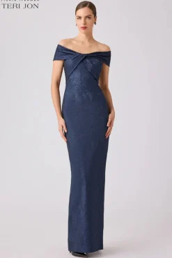 Shimmer Jacquard Twist Gown