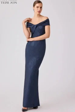 Shimmer Jacquard Twist Gown