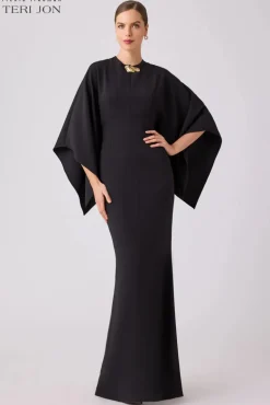 Stretch Crepe Kimono Day To Evening Gown