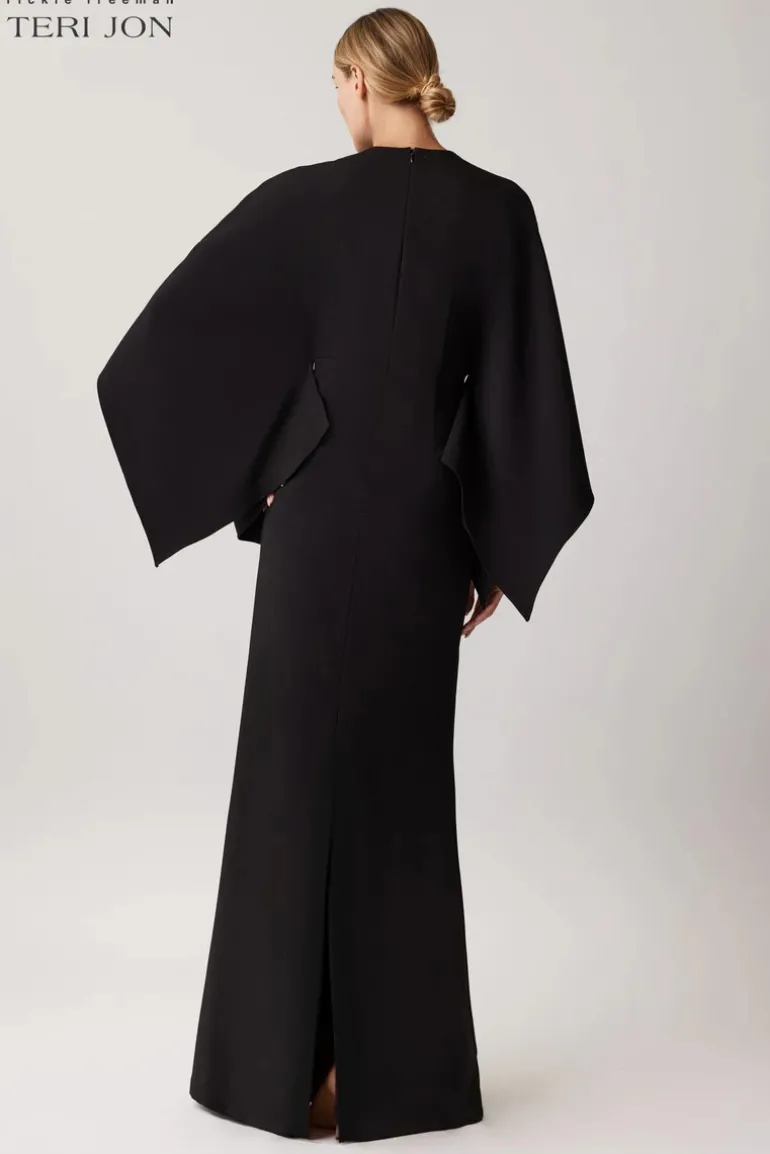 Stretch Crepe Kimono Day To Evening Gown
