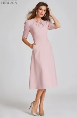 Stretch Crepe Pearl Trim Cocktail Dress