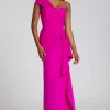 Stretch Crepe Side Drape Gown