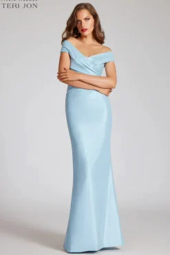 Stretch Metallic Taffeta Off The Shoulder Gown