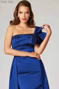 Stretch Taffeta One Shoulder Bow Trim Side