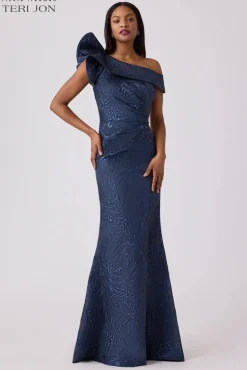Swirl Jacquard Ruffle Gown