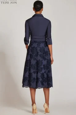 Taffeta Floral Eyelet Shirt Dress