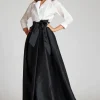 Taffeta Shirt Waist Gown with Envelope Collar