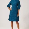 Textured Floral Jacquard Balloon Sleeve Dress