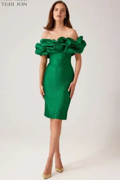 Textured Jacquard Crunch Off Sheath Dress