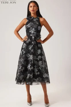 Tulle Metallic Embroidered Dress
