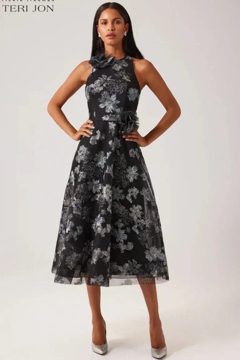 Tulle Metallic Embroidered Dress