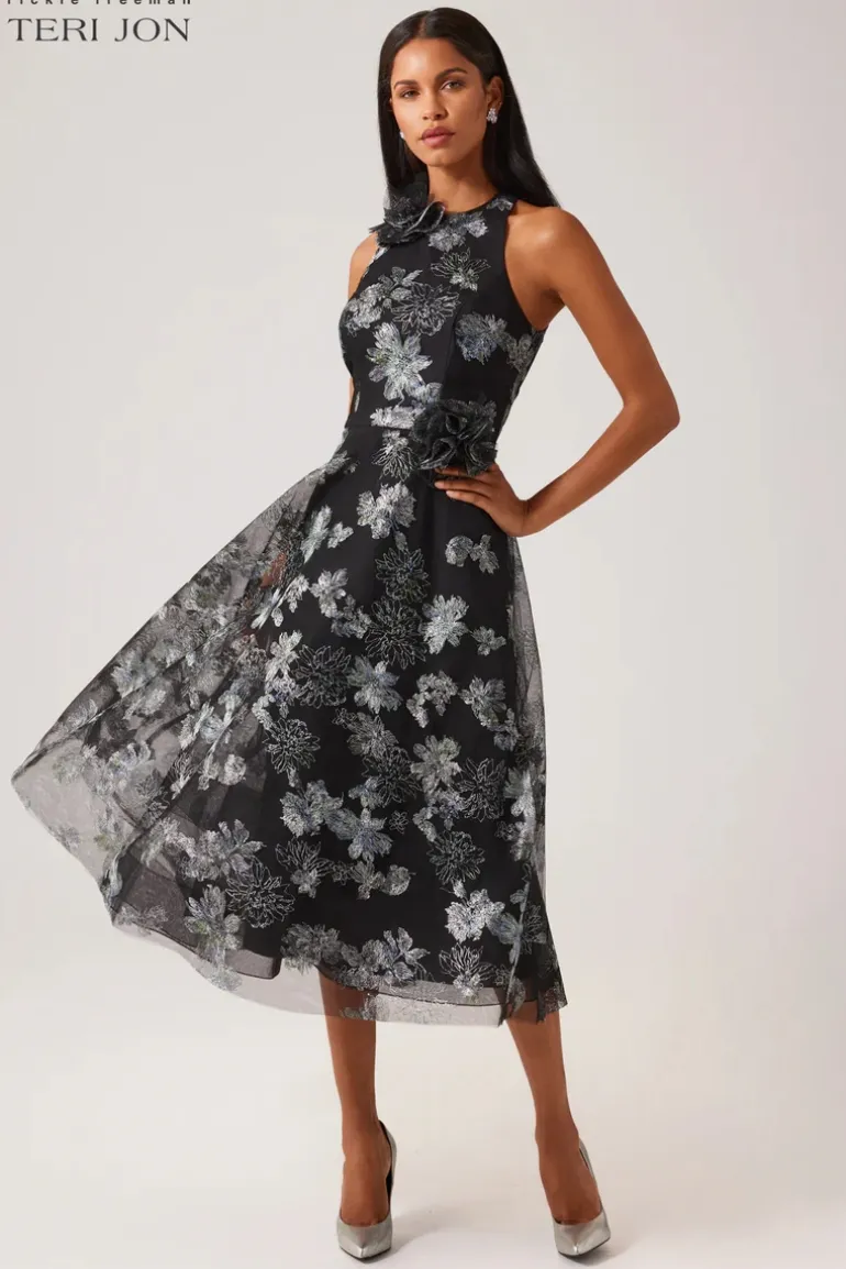 Tulle Metallic Embroidered Dress