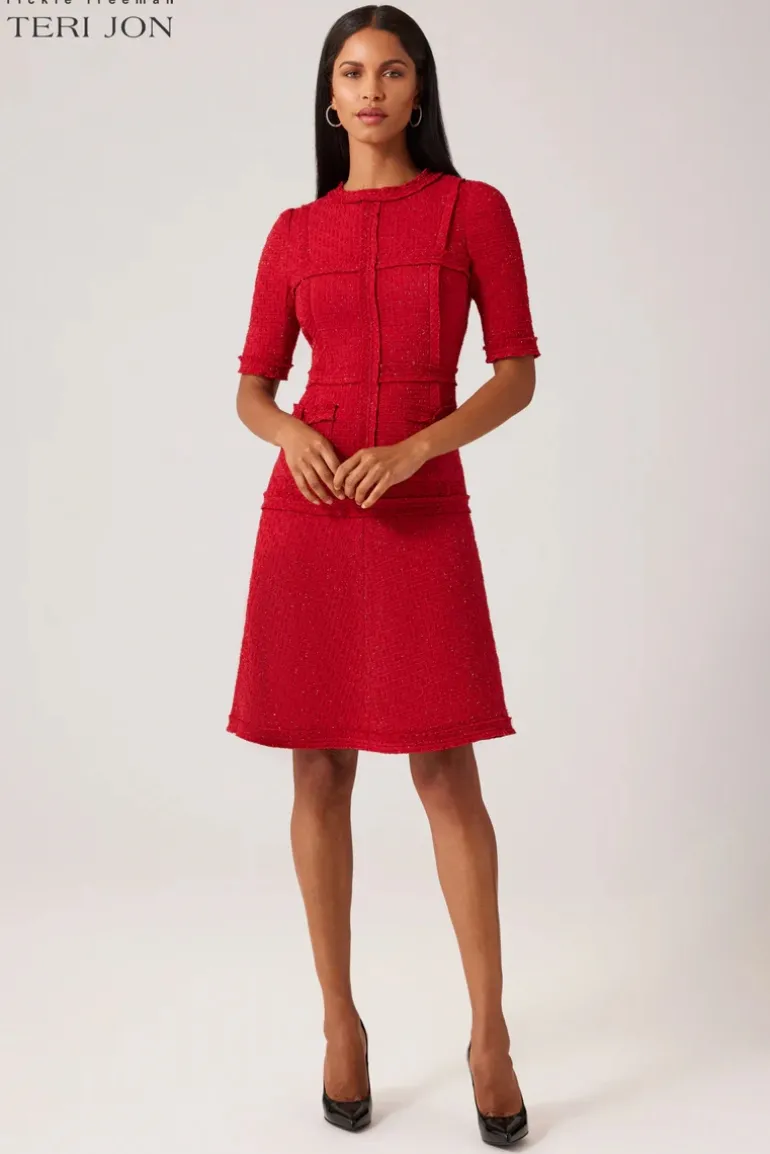Tweed Dress with Metallic Trim