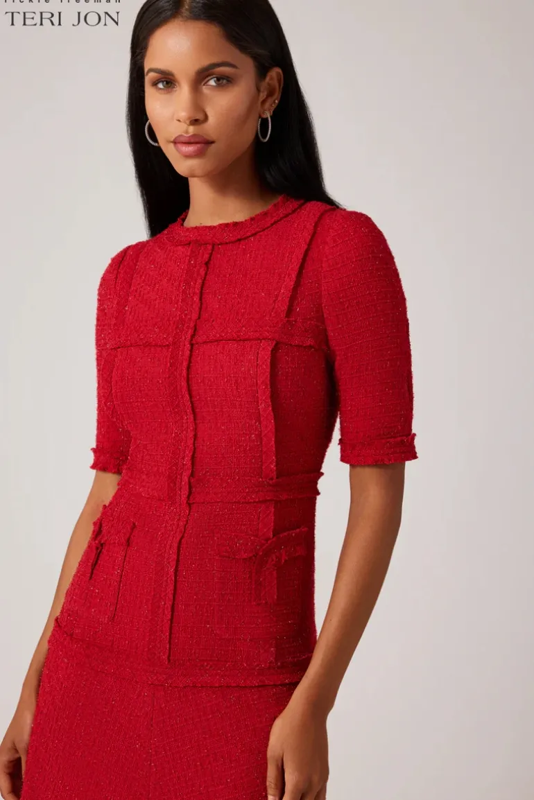 Tweed Dress with Metallic Trim