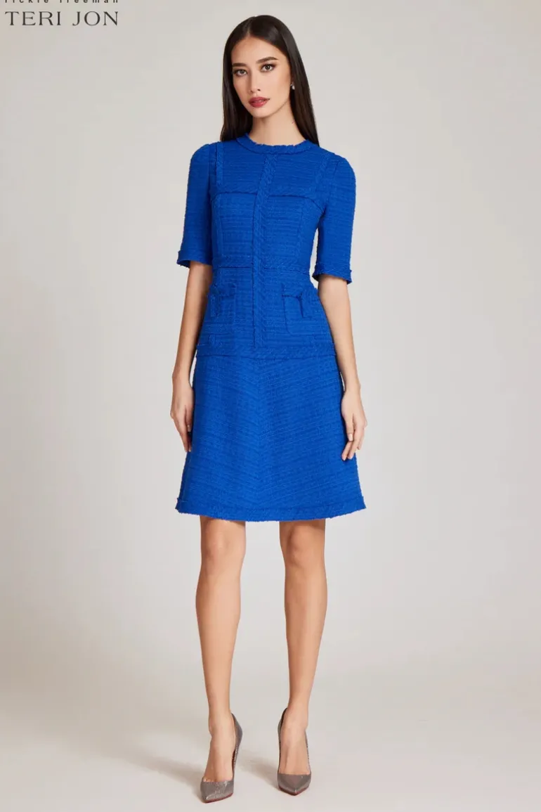 Tweed Geometric Stripe Dress