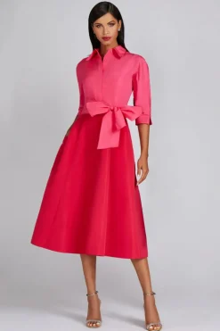 Two Tone Taffeta Shirt Dress